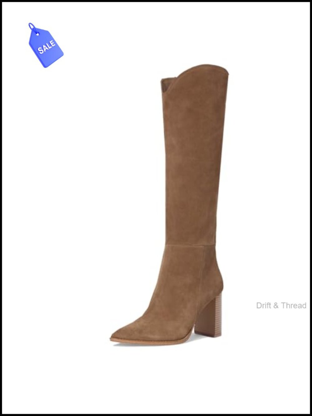 Women's Chunky High Heel Pointed Toe Faux Leather Knee High Boots with Side Zip